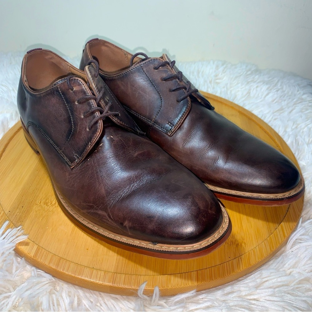 Pegabo Men's Brown Leather Dress Oxford Shoe Size 40 EU 9.5 US